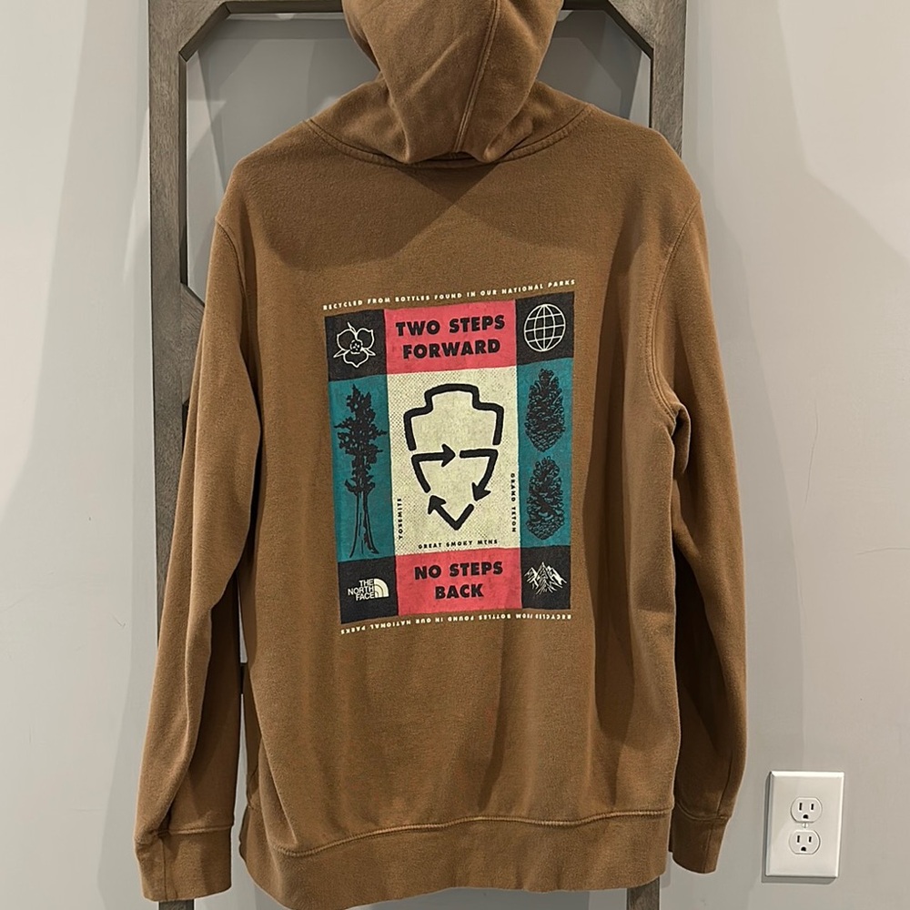 The North Face Tan Hoodie with Graphic Design